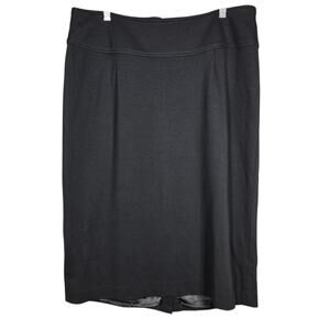 Midnight Velvet Skirt 16W Black Knit Pencil Midi Lined Office Work Stretch